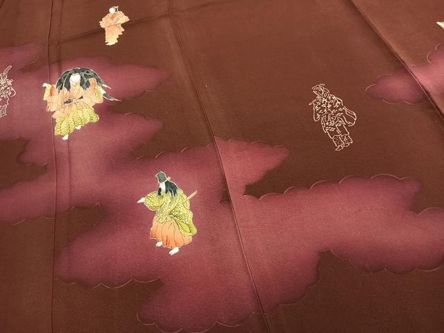 平和屋着物▽訪問着　単衣　雲取り人物文　正絹　逸品　未使用　AABC3736fy