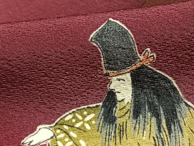 平和屋着物▽訪問着　単衣　雲取り人物文　正絹　逸品　未使用　AABC3736fy
