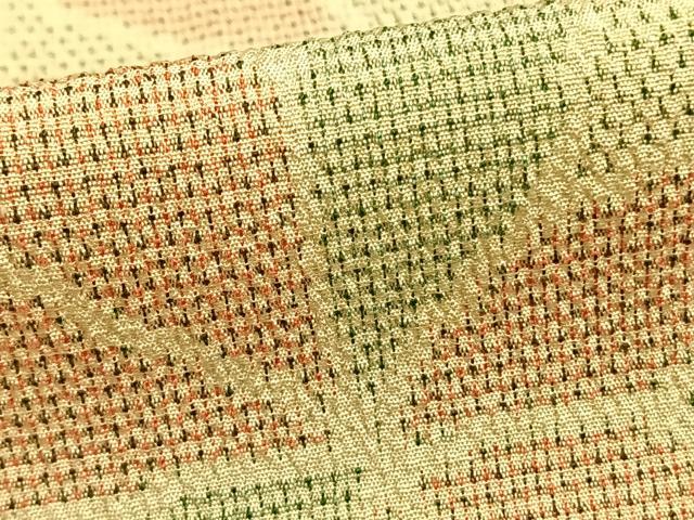 平和屋着物▽本塩沢 単衣 舞葉文 正絹 逸品 AABC3738fy