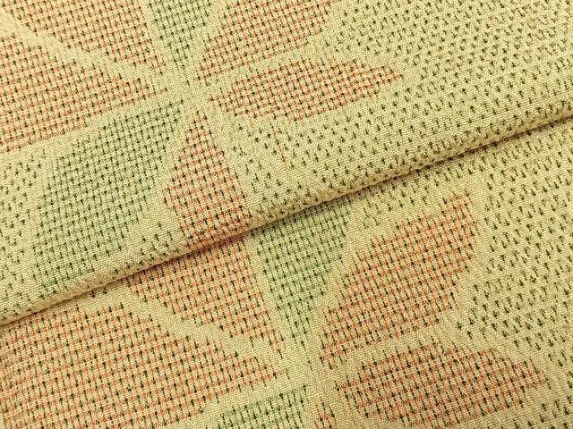 平和屋着物▽本塩沢 単衣 舞葉文 正絹 逸品 AABC3738fy