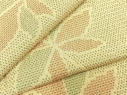 平和屋着物▽本塩沢 単衣 舞葉文 正絹 逸品 AABC3738fy