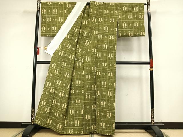平和屋着物▽上質な紬 単衣 遠州椿 三越扱い 正絹 逸品 AABC3741fy