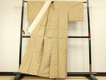 平和屋着物▽本場琉球絣 単衣 紬 正絹 逸品 AABC3745fy