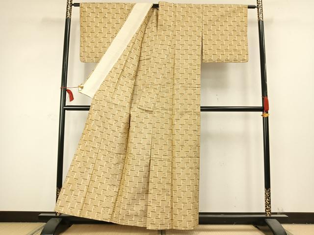 平和屋着物▽本場琉球絣 単衣 紬 正絹 逸品 AABC3745fy