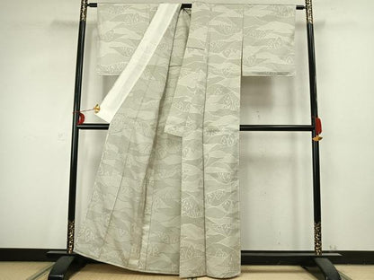 平和屋着物▽上質な紬 単衣 樹林文 正絹 逸品 AABC3747fy