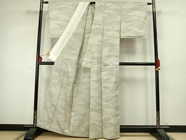 平和屋着物▽上質な紬 単衣 樹林文 正絹 逸品 AABC3747fy