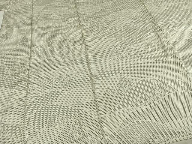 平和屋着物▽上質な紬 単衣 樹林文 正絹 逸品 AABC3747fy