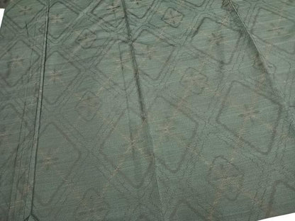 平和屋着物▽本場大島紬 単衣 幾何学文様 正絹 逸品 AABC3748fy