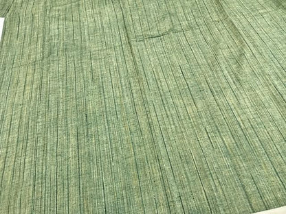 平和屋着物▽上質な紬 単衣 縞 正絹 逸品 AABC3751fy