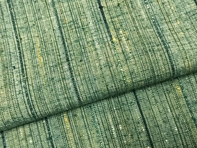 平和屋着物▽上質な紬 単衣 縞 正絹 逸品 AABC3751fy