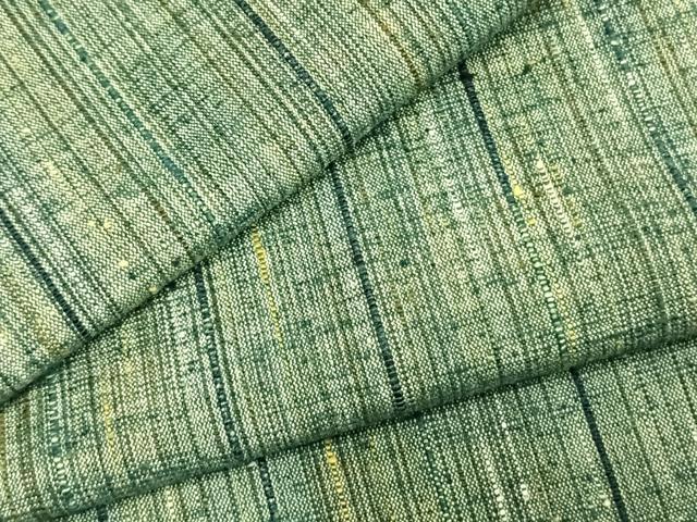 平和屋着物▽上質な紬 単衣 縞 正絹 逸品 AABC3751fy