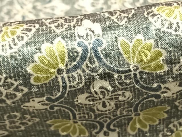 平和屋着物▽上質な小紋　単衣　吉祥花文　正絹　逸品　AABC3753fy