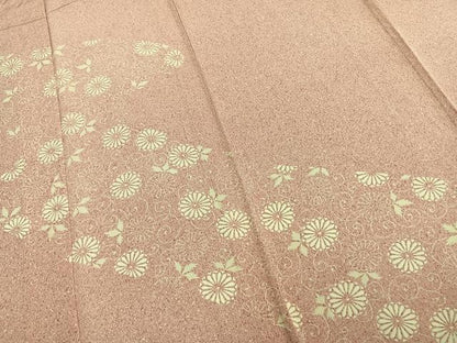 平和屋着物▽訪問着　単衣　草花文　正絹　逸品　AABC3754fy