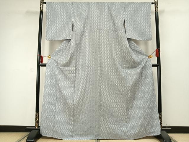平和屋着物▽上質な小紋 単衣 亀甲花文 正絹 逸品 AABC3755fy