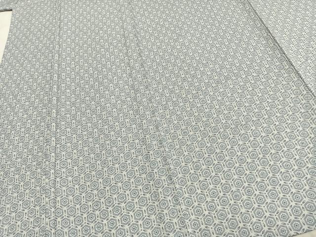 平和屋着物▽上質な小紋 単衣 亀甲花文 正絹 逸品 AABC3755fy