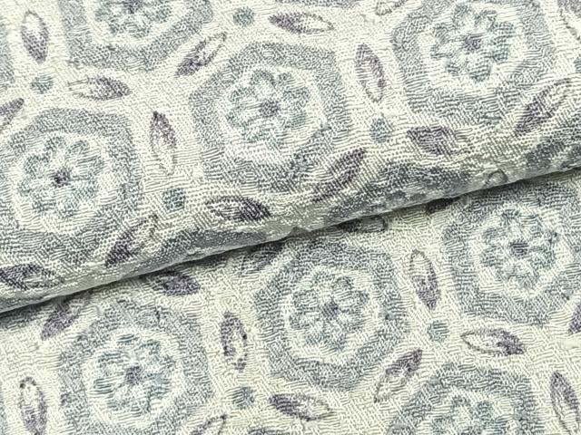 平和屋着物▽上質な小紋 単衣 亀甲花文 正絹 逸品 AABC3755fy