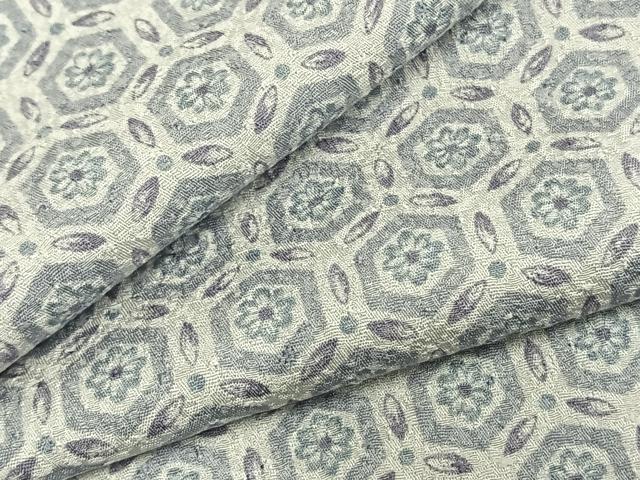平和屋着物▽上質な小紋 単衣 亀甲花文 正絹 逸品 AABC3755fy
