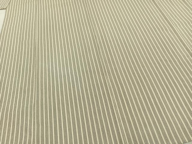 平和屋着物▽お召 単衣 縞 正絹 逸品 AABC3757fy
