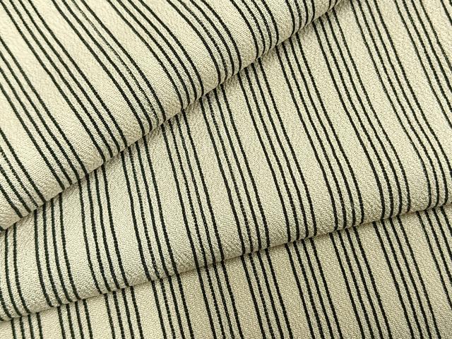 平和屋着物▽お召 単衣 縞 正絹 逸品 AABC3757fy