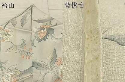 平和屋着物▽上質な小紋 単衣 草花文 正絹 逸品 AABC3758fy