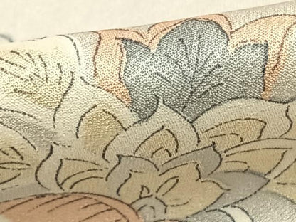 平和屋着物▽上質な小紋 単衣 草花文 正絹 逸品 AABC3758fy