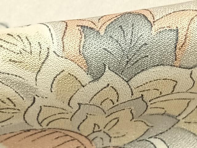 平和屋着物▽上質な小紋 単衣 草花文 正絹 逸品 AABC3758fy
