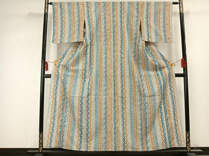 平和屋着物▽上質な小紋 単衣 花間道 正絹 逸品 AABC3762fy