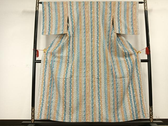 平和屋着物▽上質な小紋 単衣 花間道 正絹 逸品 AABC3762fy