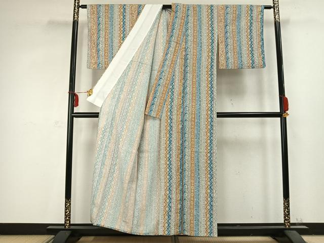 平和屋着物▽上質な小紋 単衣 花間道 正絹 逸品 AABC3762fy