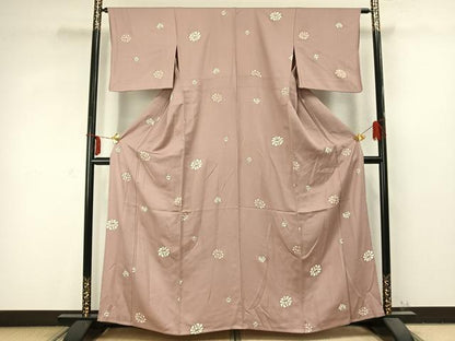 平和屋着物▽上質な小紋 単衣 舞花文 金彩 正絹 逸品 AABC3763fy