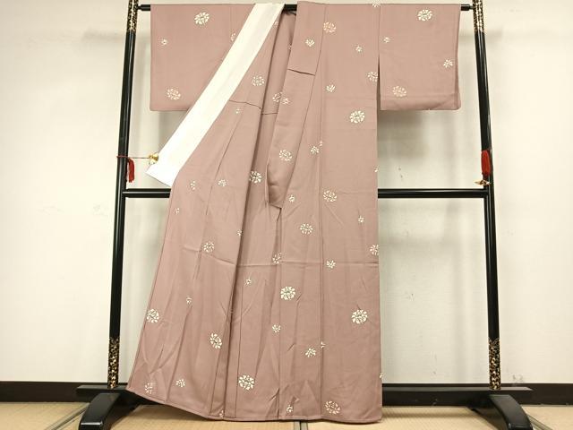 平和屋着物▽上質な小紋 単衣 舞花文 金彩 正絹 逸品 AABC3763fy