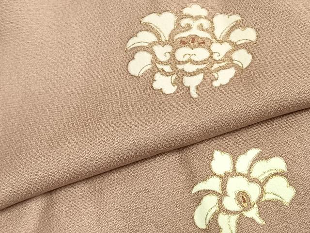 平和屋着物▽上質な小紋 単衣 舞花文 金彩 正絹 逸品 AABC3763fy