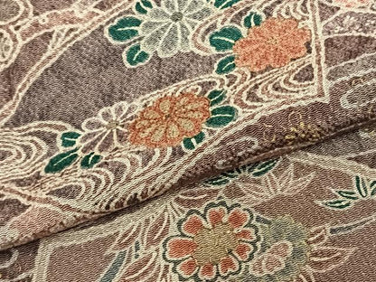 平和屋着物▽上質な小紋 単衣 地紙花文 鬼しぼ縮緬 正絹 逸品 未使用 AABC3764fy