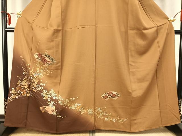 平和屋着物▽訪問着 単衣 地紙花文 金銀彩 正絹 逸品 AABC3765fy