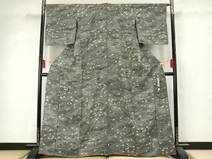 平和屋着物▽上質な小紋 単衣 作家物 飛鳥文 金彩 正絹 逸品 AABC3766fy