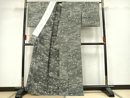平和屋着物▽上質な小紋 単衣 作家物 飛鳥文 金彩 正絹 逸品 AABC3766fy