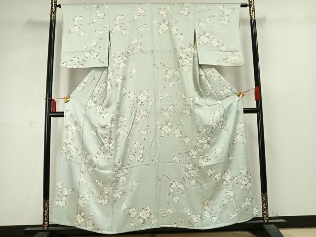 平和屋着物▽上質な小紋 単衣 草花文 正絹 逸品 AABC3772fy