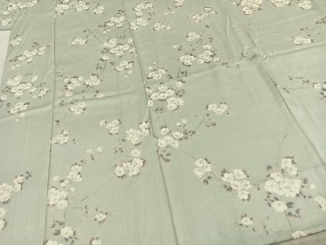 平和屋着物▽上質な小紋 単衣 草花文 正絹 逸品 AABC3772fy