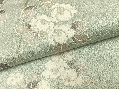 平和屋着物▽上質な小紋 単衣 草花文 正絹 逸品 AABC3772fy
