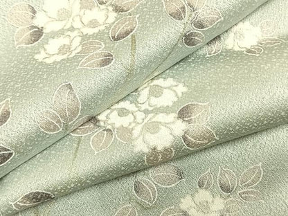 平和屋着物▽上質な小紋 単衣 草花文 正絹 逸品 AABC3772fy