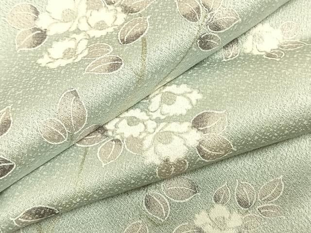 平和屋着物▽上質な小紋 単衣 草花文 正絹 逸品 AABC3772fy