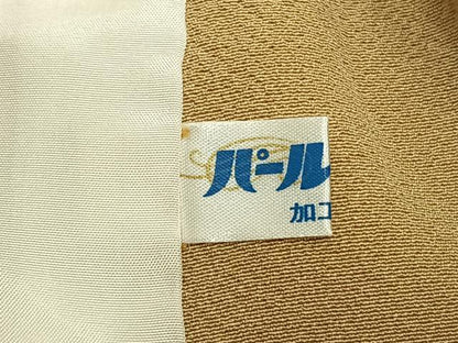 平和屋着物▽上質な色無地 単衣 枯色 正絹 逸品 AABC3774fy