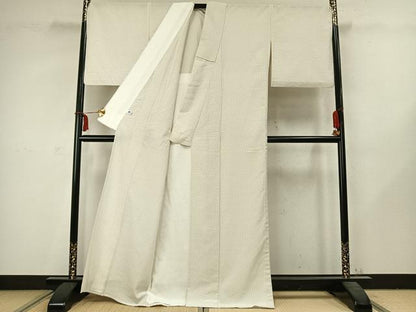 平和屋着物▽本塩沢 単衣 蚊絣 正絹 逸品 AABC3775fy