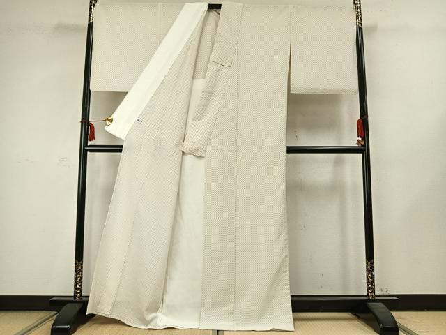 平和屋着物▽本塩沢 単衣 蚊絣 正絹 逸品 AABC3775fy
