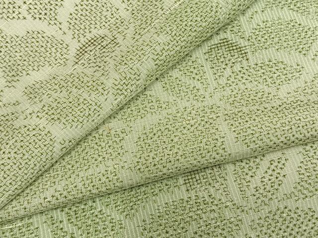 平和屋着物▽上質な紬 単衣 草花文 正絹 逸品 AABC3776fy