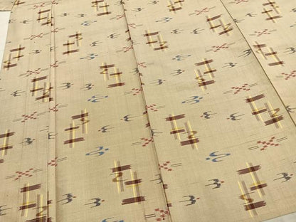 平和屋着物▽上質な紬 単衣 絣柄 正絹 逸品 AABC3785fy