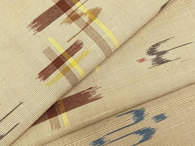 平和屋着物▽上質な紬 単衣 絣柄 正絹 逸品 AABC3785fy