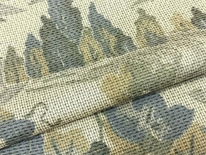 平和屋着物▽上質な紬 単衣 草花文 正絹 逸品 AABC3790fy