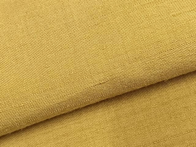 平和屋着物▽男性 紬 単衣 色無地 芥子色 キングサイズ 正絹 逸品 AABC3791fy