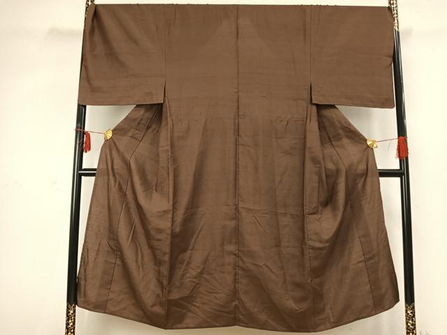 平和屋着物▽男性 紬 単衣 色無地 黄枯茶色 キングサイズ 正絹 逸品 AABC3792fy